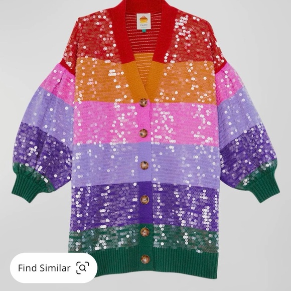 FARM Rio Colorblocked Sequin-Embroidered Cardigan—NWOT Size Small sold out - Picture 12 of 16